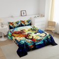 thumbnail image 3 of Western Dragon Men Comforter Set Queen Size,Flying Dragon Wing Pine Trees Rustic Bedding Set,Boys Girls Room Decor,Geometric Patchwork Abstract Down Comforter,Blue Trippy Duvet Insert,2 Pillowcases, 3 of 7