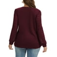 thumbnail image 3 of Daystry Womens Plus Size Long Sleeve Lace Tops Waffle Knit V-Neck Business Casual Loose Blouses Tee, 3 of 8