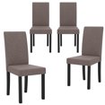 thumbnail image 1 of Gymax Dining Chair Set of 4 Fabric Upholstered Rubber Wood Legs Side Armless Brown, 1 of 9