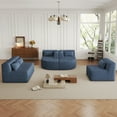 thumbnail image 2 of 144" Modular Upholstered Sofa, Free-Combined Sectional Couch with Two Curved Chaise Lounges, Five Back Pillows, Blue Boucle Fabric, Foam Seating, Modern L-Shaped Sofa for Living Room, 5 Seats, 2 of 9