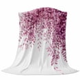thumbnail image 6 of Pink Eucalyptus Blanket Soft Cozy Warm Throw Blanket for Couch, Plush Fuzzy Flannel Fleece Blankets for Sofa, Watercolor Spring Plant Leaves Branch Bed Blankets Lightweight Gifts for Women, 50"x80", 6 of 9