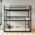 thumbnail image 2 of Bellemave Twin Over Twin over Twin Size Metal Bunk Bed Triple Twin Bunk Bed Frame with 2 Ladders and Guardrails Space-saving 3 Bunk Beds for Teens(Black), 2 of 11