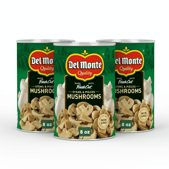 Del Monte Mushroom Stems and Pieces,(3-Pack) 8 oz Can, Canned Vegetables