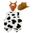 thumbnail image 2 of YONGHS Girls Boys Western Cowboy Cowgirl Costume Kids Cow Print Vest with Hat Bandanna Outfit Orange 5, 2 of 3