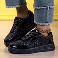 thumbnail image 6 of Women's Sequin Round Toe Platform Fashion Sneakers Casual Lace Up Glitter Bling Comfortable Walking Tennis Shoes Bedazzled Bride Wedding Party Trendy Shoes, 6 of 6