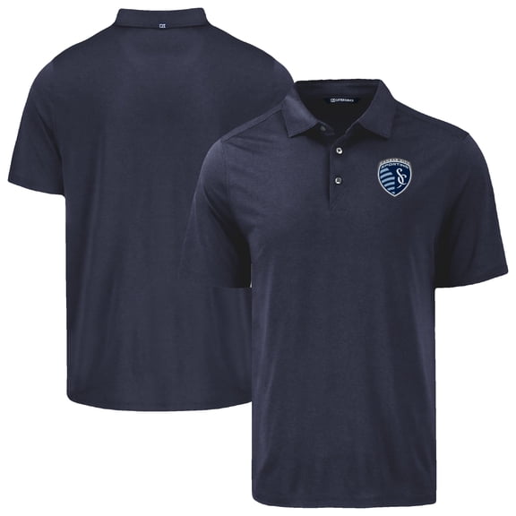Men's-Cutter & Buck  Navy Sporting Kansas City Coastline Epic Comfort Eco Recycled Polo