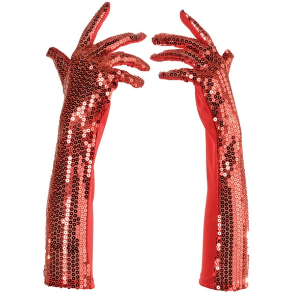 Women's Red Sequin Gloves Costume Accessory