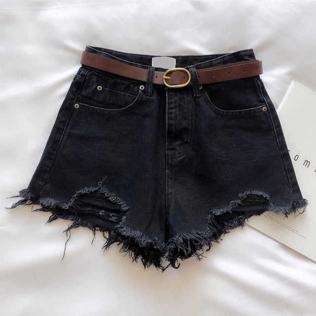 Tidyack , Prix Réduit, Shorts en Denim Taille Haute, Design à Bord Effiloché, Mélange de Coton Extensible, Tenue Décontractée Polyvalente, Shorts d'Été Extérieurs, Usage Quotidien Confortable, Coupe Décontractée, Shorts de Mode Tendance