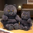 thumbnail image 3 of Gato gordo de peluche de animales de peluche, juguete realista de gato negro para niños y niñas, regalo de cumpleaños de Navidad, 3 of 4