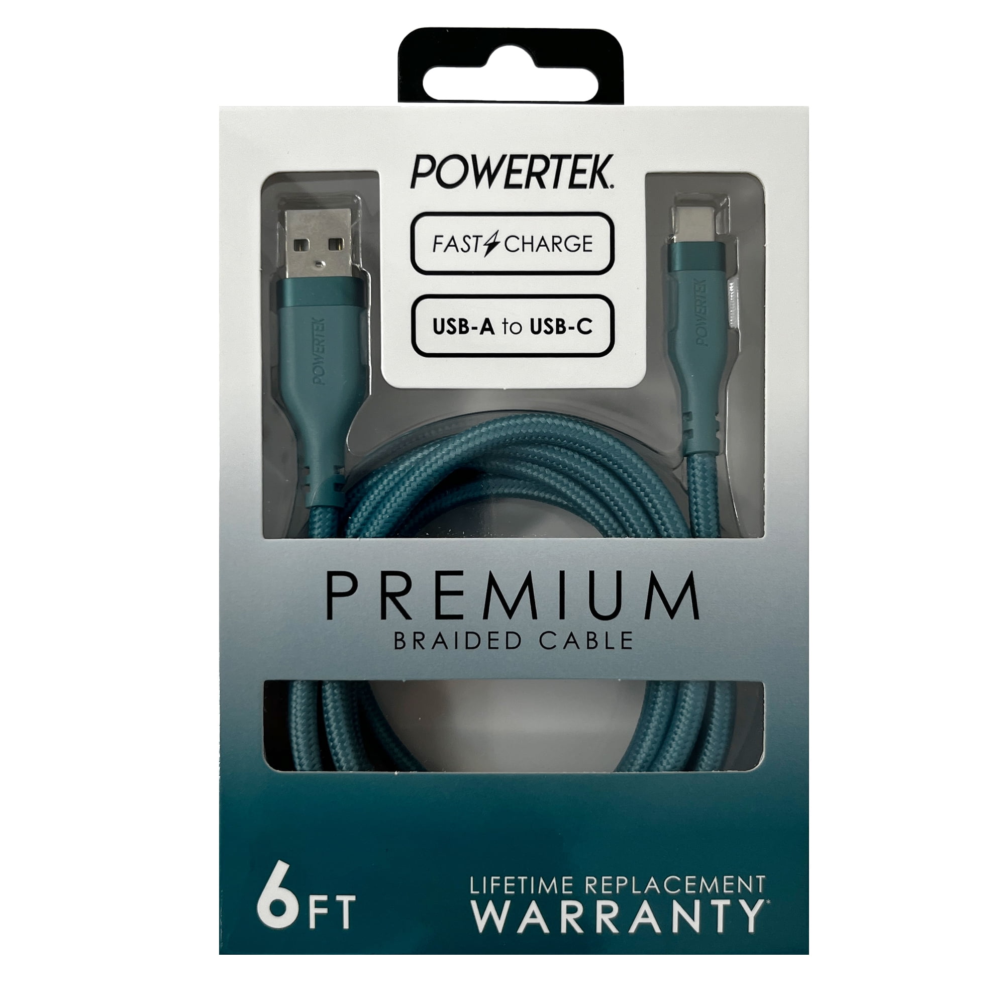Liquipel Powertek Premium Braided USB-A to USB-C Cable - Blue