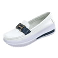 thumbnail image 4 of Rokment Platform Chunky Slip on Loafers Walking Shoes for Women 2026 Spring Fall Vintage Casual Color Block Leather Height Increasing Nursing Non Slip Work Fashion Sneakers White Size 8.5, 4 of 5