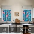 thumbnail image 4 of Kitchen Curtains 36 Inch Short - 3 Panel Set, Flamingo Tropical Bird Print, Rod Pocket Window Curtain, 100% Polyester for Hawaiian Summer Beach Decor, Easy Wash, 4 of 6