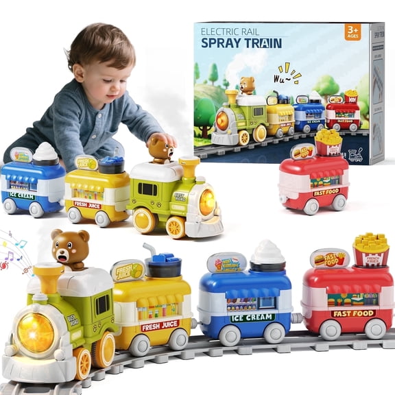 Dimoarch Toys for 2 3 4 Year Old Boy Girl, Train Set Toy for Toddlers, Electric Train Car Track Play Set with Steam, Light & Music, Christmas Birthday Gifts for Toddlers & Kids