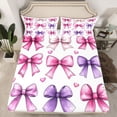 thumbnail image 2 of Feelyou Watercolor Ribbon Teen Twin Sheet Sets, Love Heart Bowknot Bedding, 3 Pieces, 2 of 7