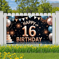 thumbnail image 2 of Colorful Balloon Birthday Banner Decorative Cake Stars Happy 16th Celebration for Birthday Party Teenage Event Kids Gathering, 2 of 9