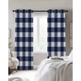 thumbnail image 2 of Blackout Curtains for Bedroom, Navy Blue Check Room Darkening Window Drapes for Living Room, Farmhouse Buffalo Plaid Blue Thermal Insulated Grommet Curtains, 52x63 inch, 2 Panels, 2 of 9