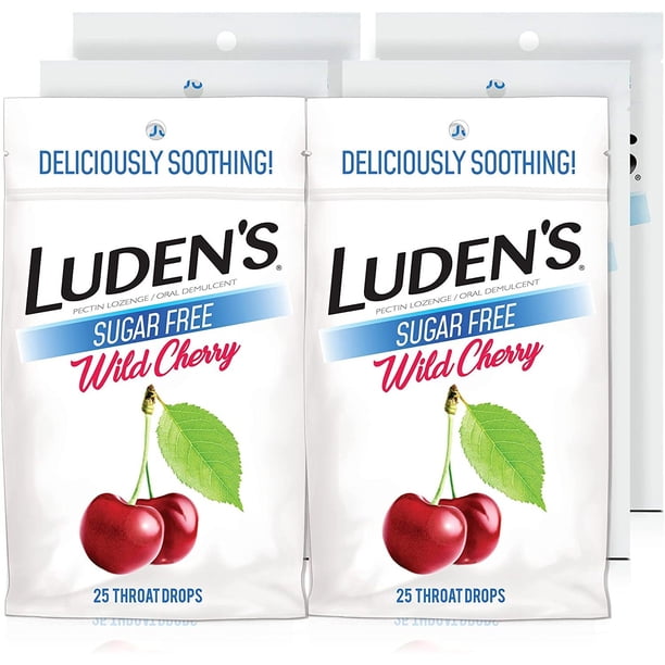 Luden's Deliciously Soothing Throat Drops, SugarFree Wild Cherry Flavor, 25 CT, 6 Pack