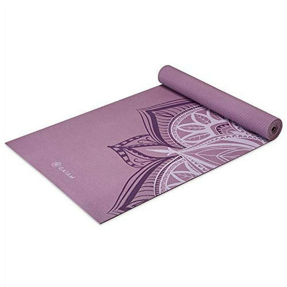 Gaiam Yoga Mat Premium Print Non Slip Exercise & Fitness Mat for All Types of Yoga, Pilates & Floor Workouts, Violet Blush Point, 5mm (05-64034)