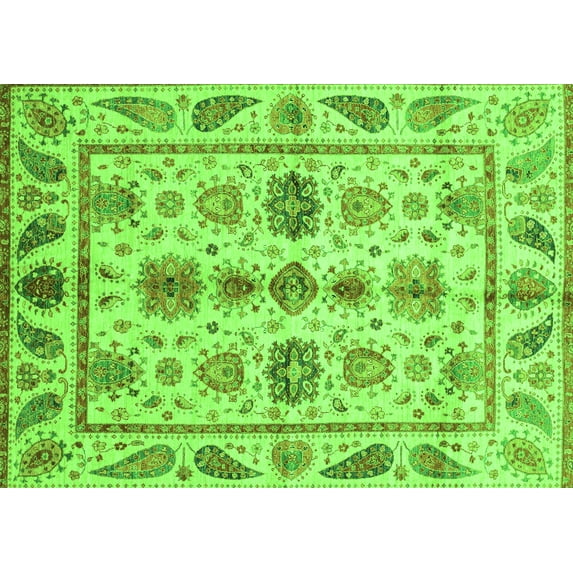 Ahgly Company Indoor Rectangle Abstract Green Modern Area Rugs, 2' x 5'