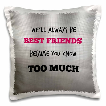 3dRose Best friends. Grey. Friendship. Saying - Pillow Case, 16 by