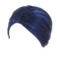 thumbnail image 2 of Pxiakgy Clearance Sale!! 2025 New Turbans for Women Head Wraps for Black Women Stretch Women Knot Pleated Head Hat Cap Headwear Muslim Turban Cap Headwrap Turban Cap Dark Blue One Size, 2 of 4