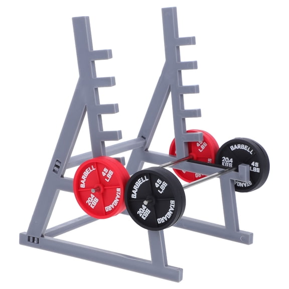 GOOHOCHY 1 Set Squat Rack Pen Holder With Mini Barbells Desktop Squat Rack Pen Holder With Weights Barbells For Office Gym Decorations