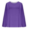 thumbnail image 6 of Lenpel Women's Tops Trendy Bell Long Sleeve Boat Neck Solid Color T Shirts Loose Tunic Blouse Soft Casual Tees(Purple,X-Large), 6 of 7