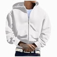 thumbnail image 3 of TOWED22 Mens Zip Up Hoodie Fleece Zipper Hooded Jacket Sweatshirt Lightweight with Pockets Long Sleeve Solid Color Drawstring Hoodies,White,M, 3 of 9