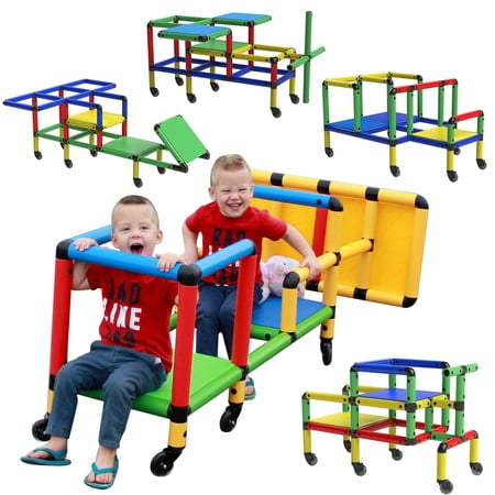 Funphix Wheelies - Buildable Play Structure Set with Wheels, Indoor and Outdoor STEM Learning Construction Toy for Ages 2-12 years