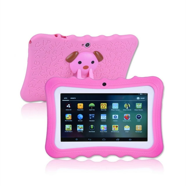 EIMELI X 7 Inch Android Kids Tablet WiFi Tablet PC for Children Infants Toddlers Children with Silicone Sleeve Pink
