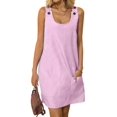 thumbnail image 3 of Summer Dress for Women Sleeveless Tank Dress with Pockets Casual Short A Line Dress Crewneck Sundress 2025 Pink L, 3 of 9