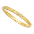 thumbnail image 1 of 14k Yellow Gold Sparkle And Diamond Shape Pattern Bangle Bracelet, 7", 1 of 1