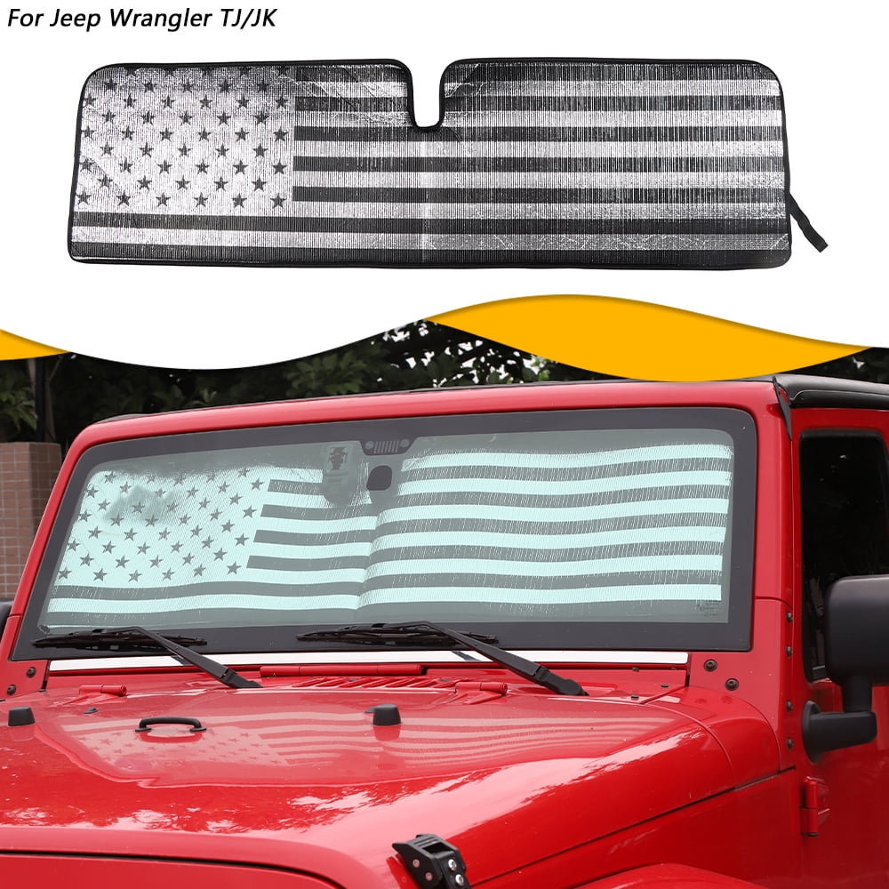 CheroCar Windshield Sun shade Sun Visor Accessories for Jeep Wrangler TJ/JK,US  Flag 