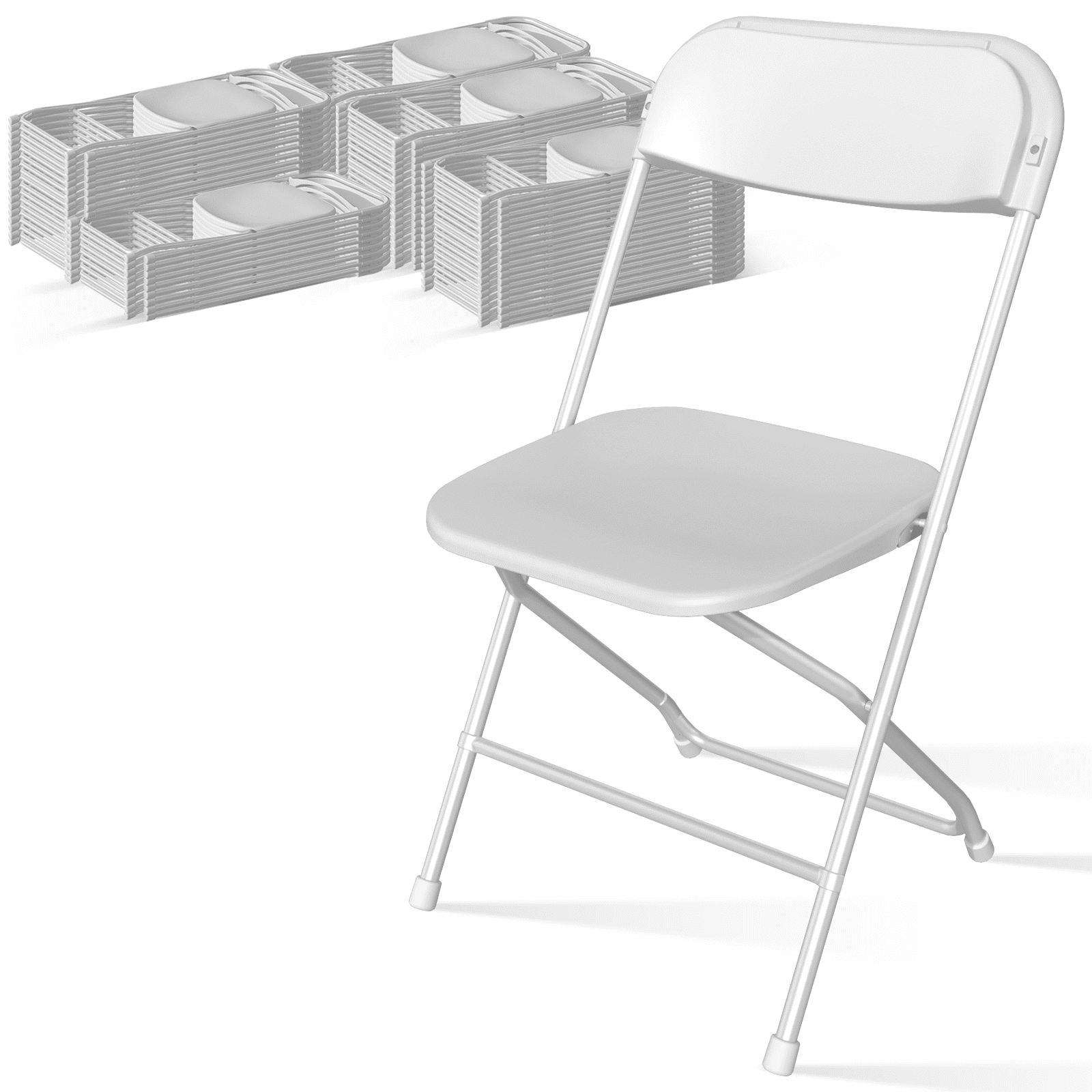 OROFULL 90 Pack Plastic Folding Chair 350lb Capacity Stackable Event Chair with Steel Frame for Indoor Outdoor Wedding Party White