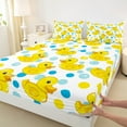 thumbnail image 3 of Manfei Lovely Cartoon Duck Bed Sheets,Geometric Polka Dot King Sheets,Yellow Blue Sheet Set For Child,Breathable Home Decor,4pcs, 3 of 7