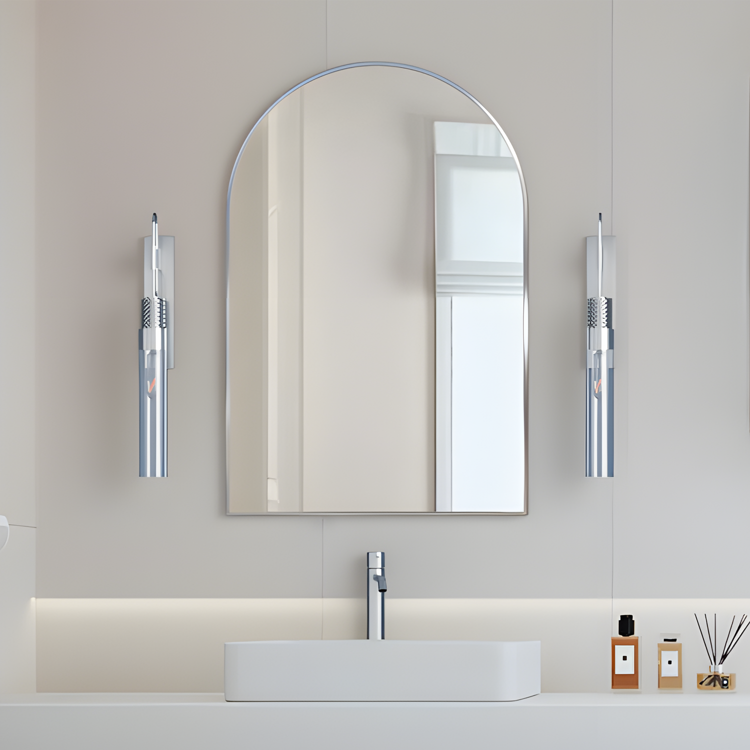 Conguiliao 20" x 30" Arched Wall Mirror, Silver Frame photo 7