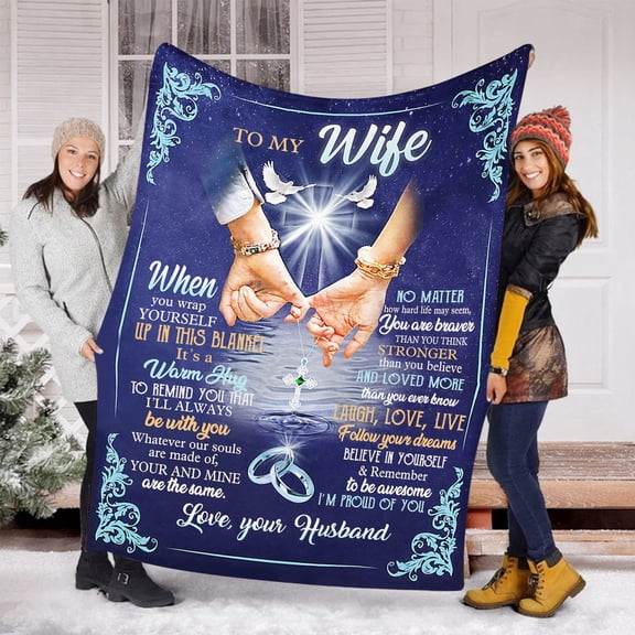 Gifts for Wife from Husband, to My Wife's Blanket Wedding Anniversary Birthday Gifts, Christmas Mothers Valentines Day Romantic Gifts for Her 80x120cm