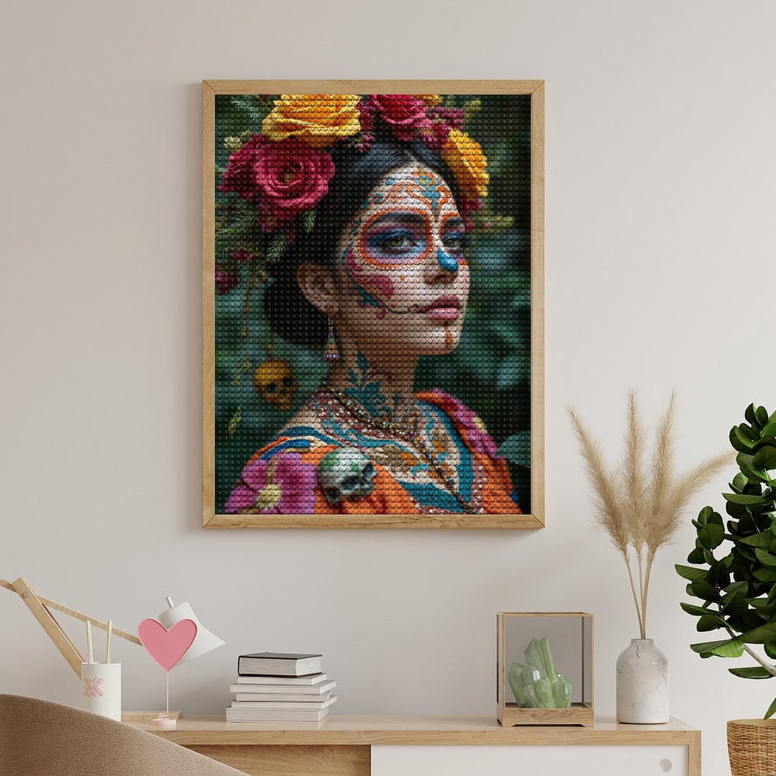 Diamond Art Kits for Adults, Colorful Floral Face Art Portrait 5D Diamond Painting Kits for Adults Beginners, DIY Full Drill Diamond Painting, Gem Art and Crafts 12x16