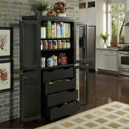 Home Styles Nantucket Distressed Black China Pantry Walmart Com