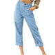 thumbnail image 2 of ICHUANYI Clearance Women Casual Color Pockets Buttons Elastic Waist Comfortable Straight Pants(Sky Blue, XXL) ICHUANYI WER2023080914527, 2 of 4