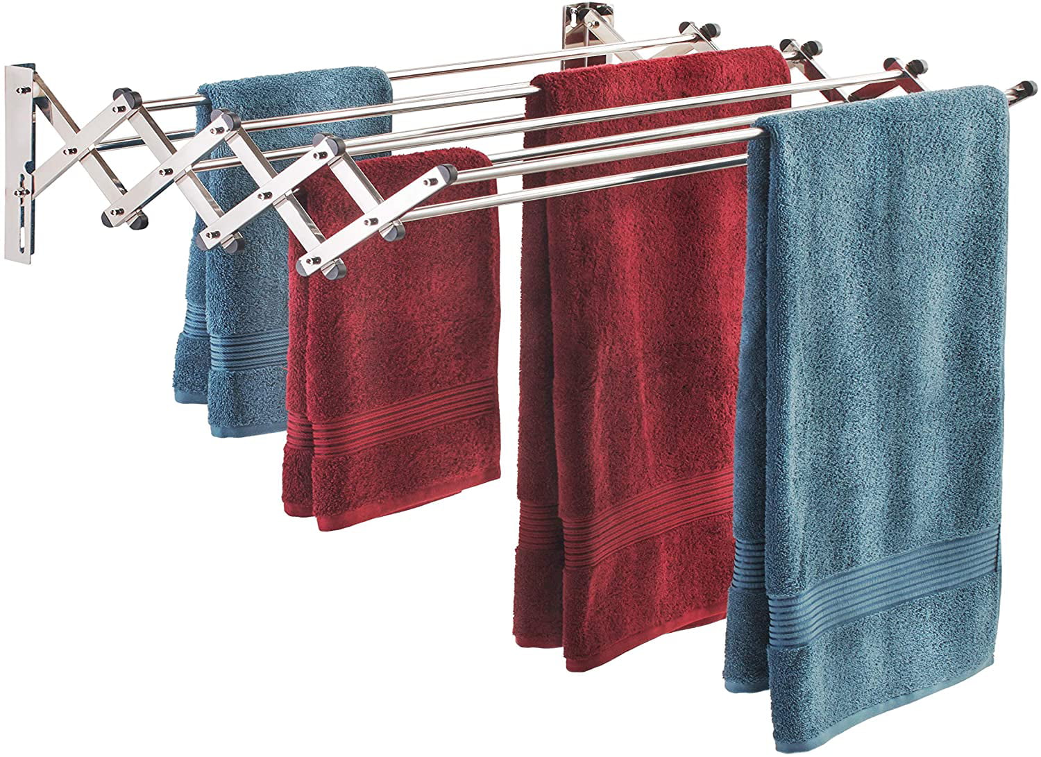 Towel Rack Wall Mounted Stainless Steel Expandable Clothes Drying Laundry Hanger 