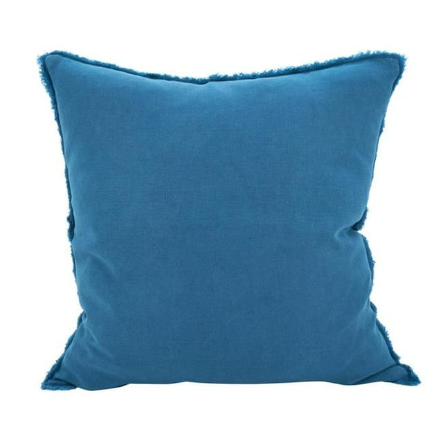 SARO 13049.NB20S 20 in. Square Fringed Design Linen Down Filled Pillow - Navy Blue