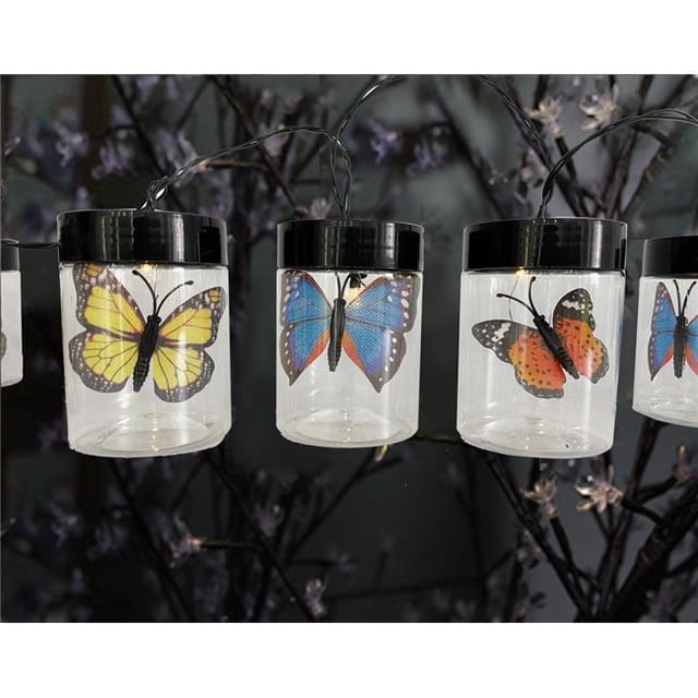 Crosslight IDS160246-W Butterfly Jar Solar String Lights