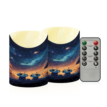 RMDQTR 2PCS Tapered Flickering Flame Candle Lamp LED Simulated Candle Christmas Holiday Decorations Flame-Free Safety Ambient Lighting Alien Partner