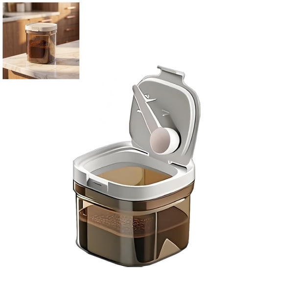 Airtight Coffee Canister, 8oz Coffee Storage Container with Scoop, Kitchen Food Storage Jar for Grounds Coffee, Beans, Tea, Sugar, Flour, Cereal, 800ml