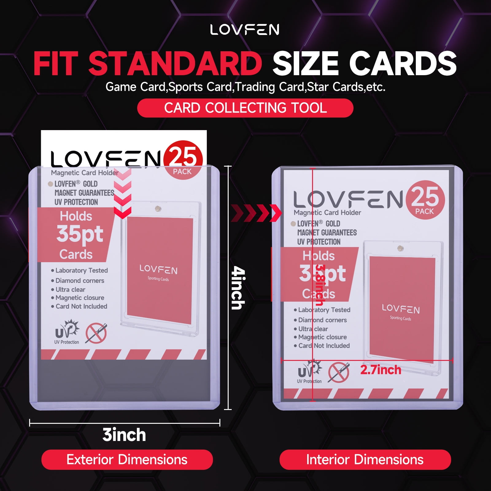 LOVFEN3 "x 4" tall transparent top loader for card sleeves, trading card sleeves, baseball card protectors for YuGiOh, MTG, TCG and sports card storage cases