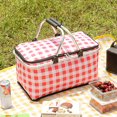 thumbnail image 1 of Cesta de picnic plegable QuLuJing de gran capacidad, ideal para exteriores, ideal para acampar, bolsa térmica portátil de tela gruesa de aluminio, ideal para picnic en el coche, bolsa de, 1 of 8