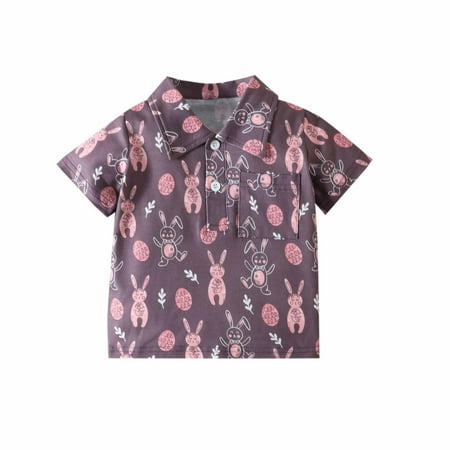

Ecqkame Baby Boys T-Shirt Clearance Baby Boys Girls Easter Lovely Bunny Print Boys Revers Short Sleeve T-Shirt Brown 1-2 Years
