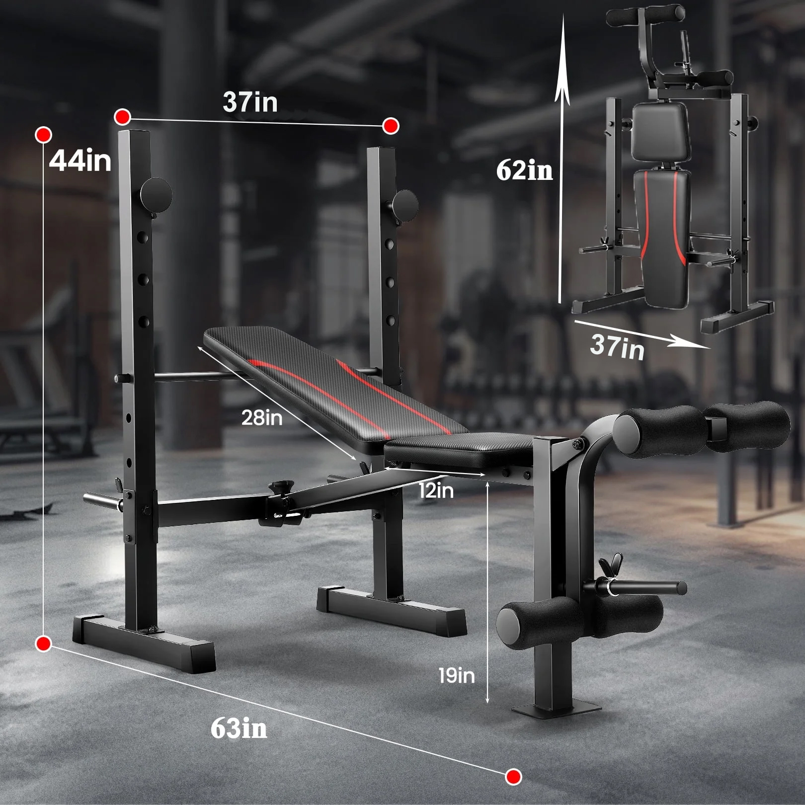 Vibespark Foldable Weight Bench, 600 lb Capacity photo 4