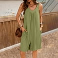 thumbnail image 2 of Yubnlvae Women's Jumpsuit V-Neck Sleeveless Loose-Fit Pocket Shorts Romper - Blue/Black/Beige/Gold/Green/Dark Gray - S/M/L/XL/XXL (Green | S), 2 of 9